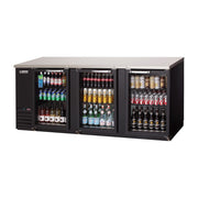 Everest 3 Glass Door Side Mount Back Bar Cooler, 90" Length, 24" Depth - Black Exterior, 28 cu. ft.