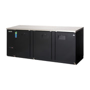 Everest 3 Solid Door Side Mount Back Bar Cooler, 90" Length, 24" Depth - Black Exterior, 28 cu. ft.