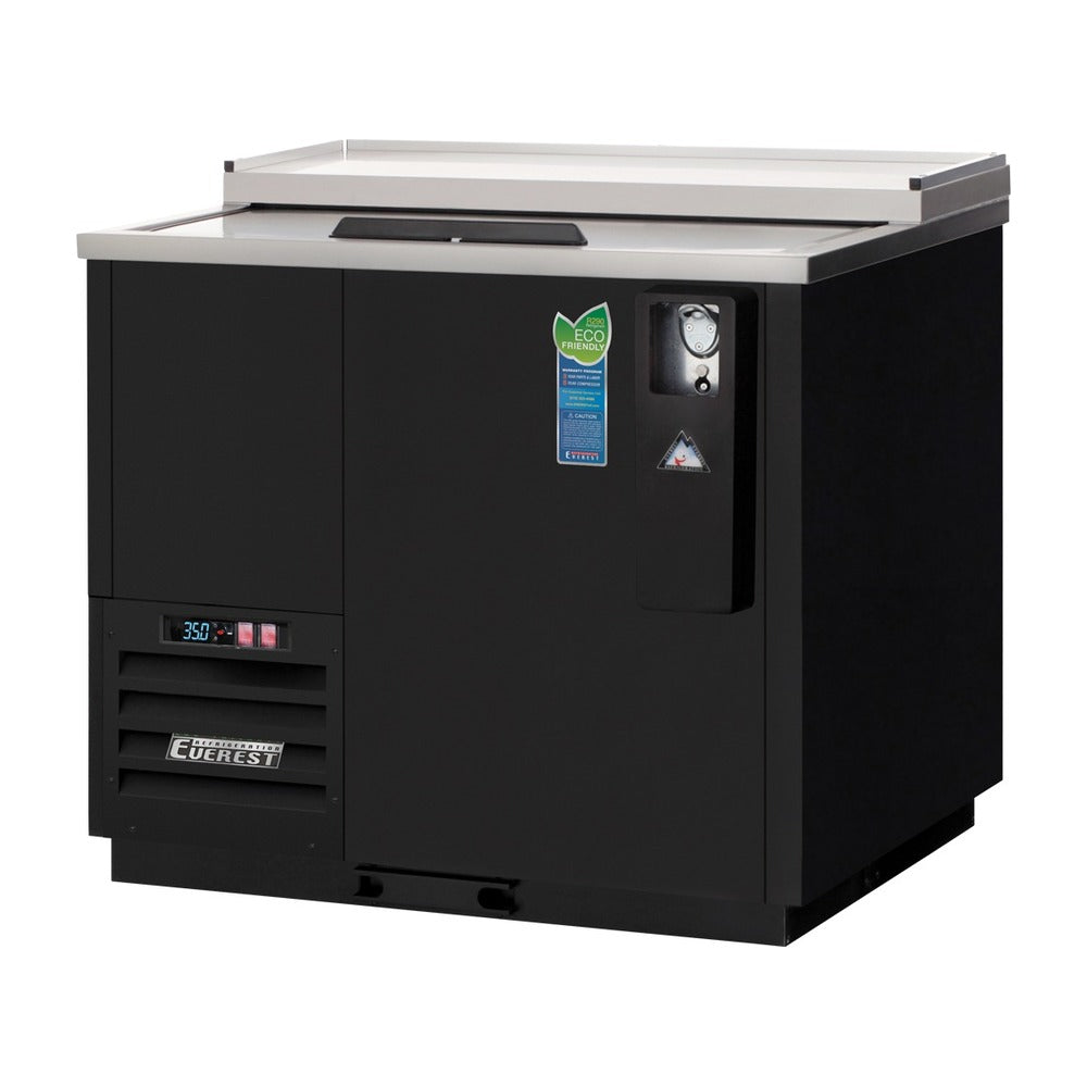 Everest 1 Lid Side Mount Horizontal Bottle Cooler, 37" - Black Exterior, 11 cu. ft.