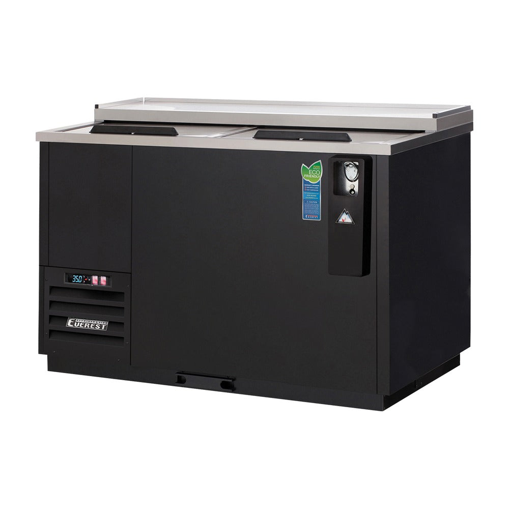 Everest 2 Lid Side Mount Horizontal Bottle Cooler, 50" - Black Exterior, 15 cu. ft.