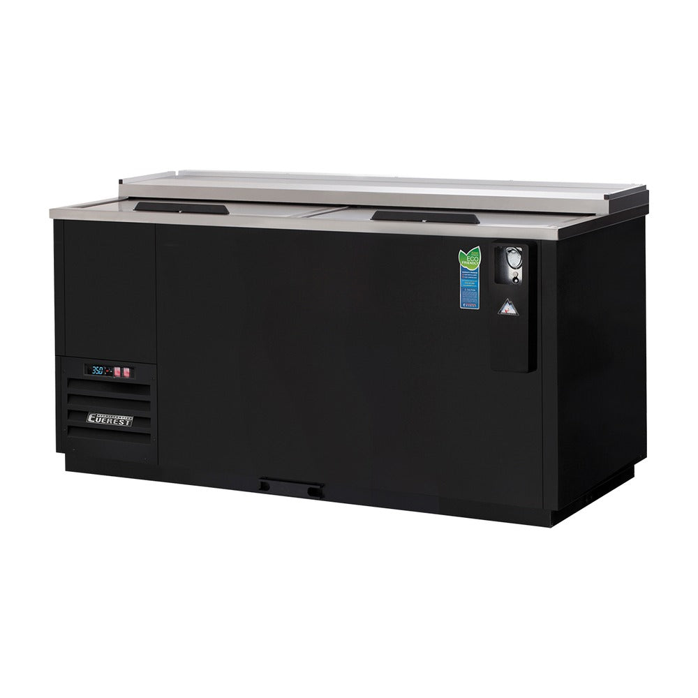 Everest 2 Lid Side Mount Horizontal Bottle Cooler, 65" - Black Exterior, 21 cu. ft.