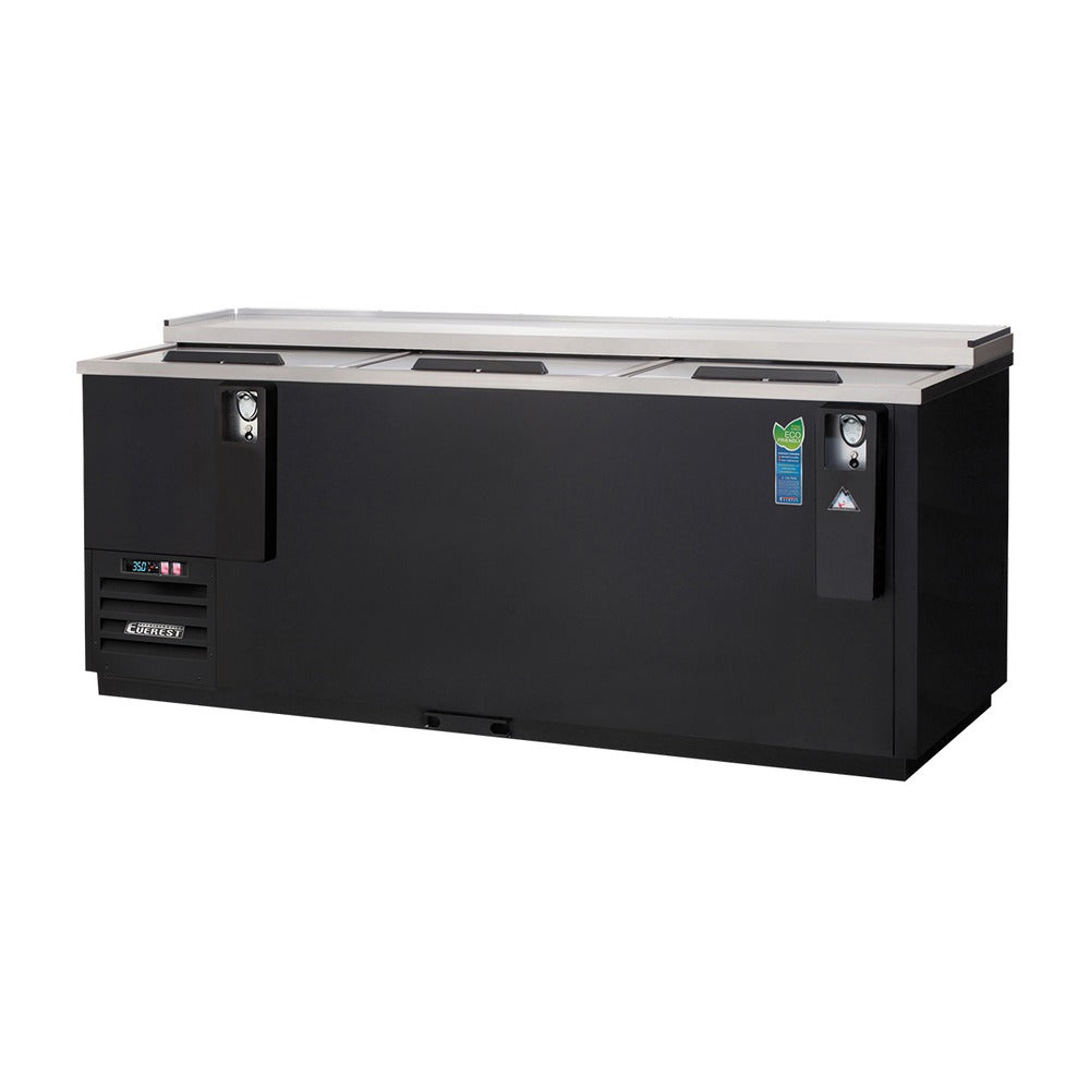Everest 3 Lid Side Mount Horizontal Bottle Cooler, 80" - Black Exterior, 26 cu. ft.