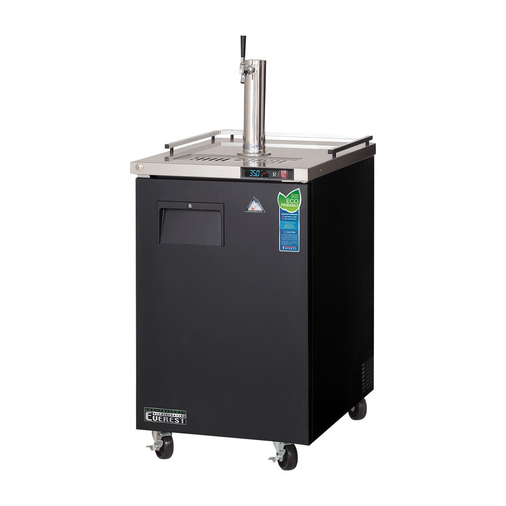 Everest Back Mount 1 Keg Direct Draw Beer Dispenser, 23" (One 1-Faucet Tower) - Black Exterior, 8 cu. ft.