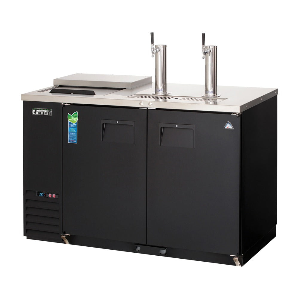Everest Side Mount 2 Keg Club Top Beer Dispenser, 58" (Two 1-Faucet Towers) - Black Exterior, 20 cu. ft.