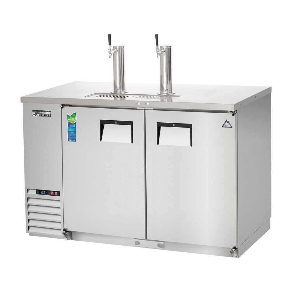 Everest Side Mount 2 Keg Direct Draw Beer Dispenser, 59" (Two 1-Faucet Towers) - Stainless Steel Exterior, 20 cu. ft.