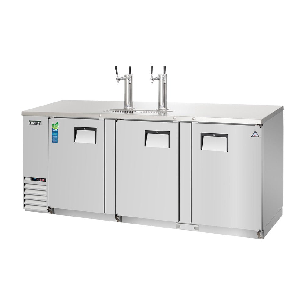 Everest Side Mount 4 Keg Direct Draw Beer Dispenser, 90" (Two 2-Faucet Towers) - Stainless Steel Exterior, 32 cu. ft.