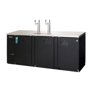 Everest Side Mount 4 Keg Direct Draw Beer Dispenser, 90" (Two 2-Faucet Towers) - Black Exterior, 32 cu. ft.