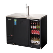 Everest 2 Door Side Mount (1 glass) Back Bar & Beer Dispenser, 48" Length, 24" Depth (One 1-Faucet Tower) - Black Exterior, 13 cu. ft.