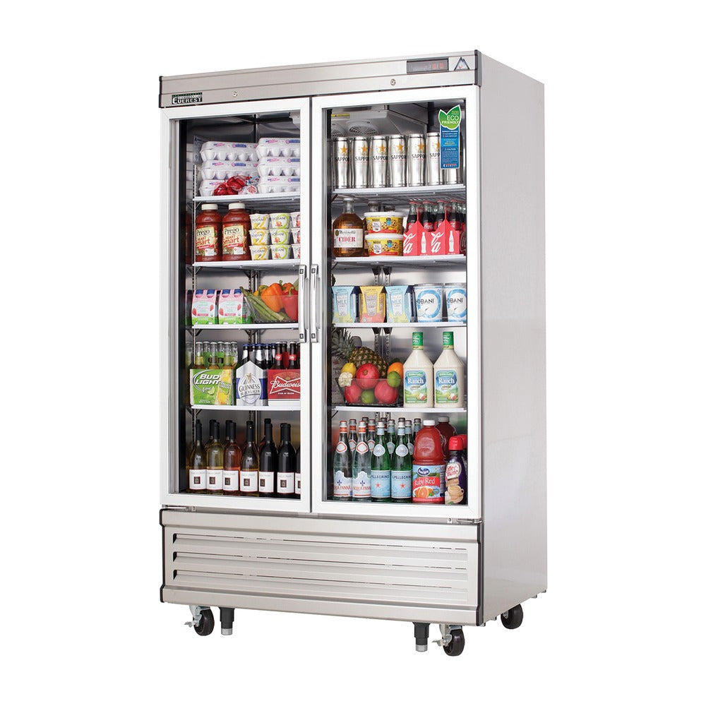 Everest 2 Narrow Glass Door Bottom Mount Stainless Steel Reach-In Refrigerator, 39 1/2", 33 cu. ft.