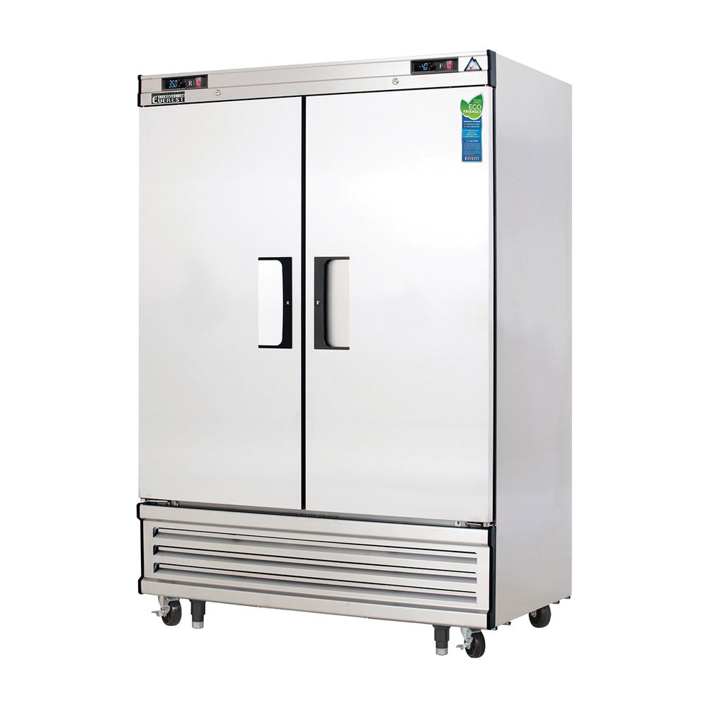 Everest 2 Solid Door Bottom Mount Stainless Steel Reach-In (1/2 Ref & 1/2 Fzr) Dual Temp, 54 1/4", 24 (R), 24 (F) cu. ft.