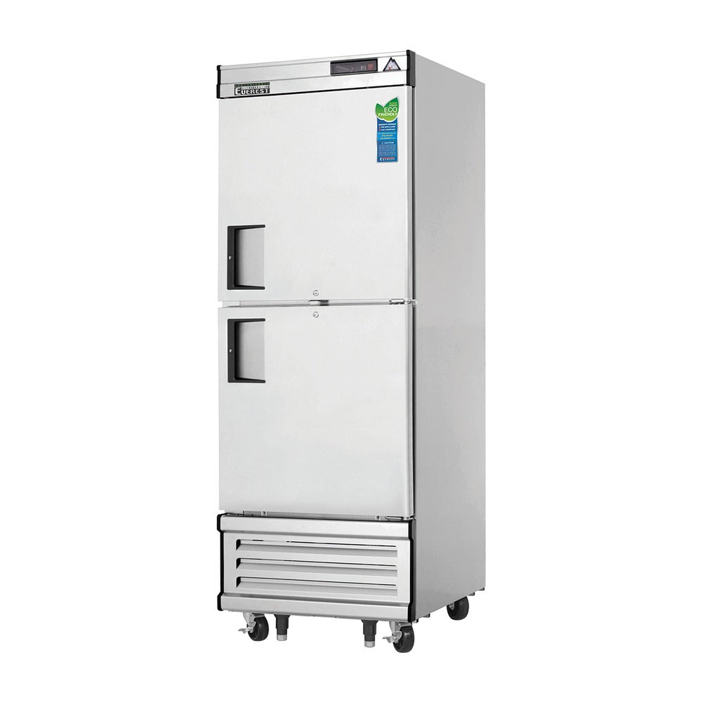 Everest 1 Section Wide Half Solid Door Bottom Mount Stainless Steel Reach-In Refrigerator, 29 1/4", 23 cu. ft.