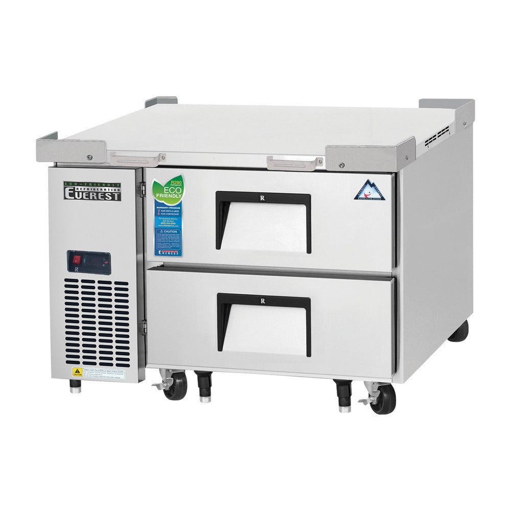 Everest 2 Drawer Side Mount Stainless Steel Chef Bases, 36", 4.2 cu. ft.