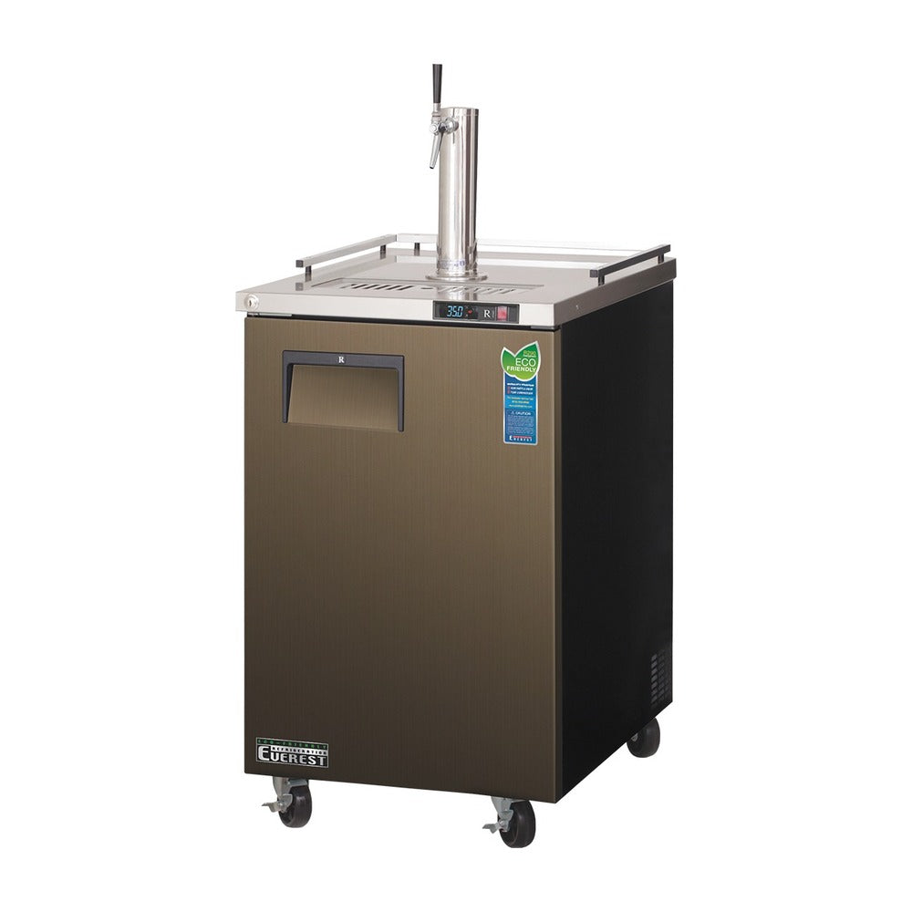 Everest Back Mount 1 Keg Nitro Cold Brew Coffee Dispenser, 23" (One 1-Faucet Tower) - Black Exterior, 8 cu. ft.