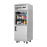 Everest 1 Section - 2 Half Door Top Mount Stainless Steel Reach-In Refrigerator,Top Glass & Bottom Solid, 29 1/4", 23 cu. ft.