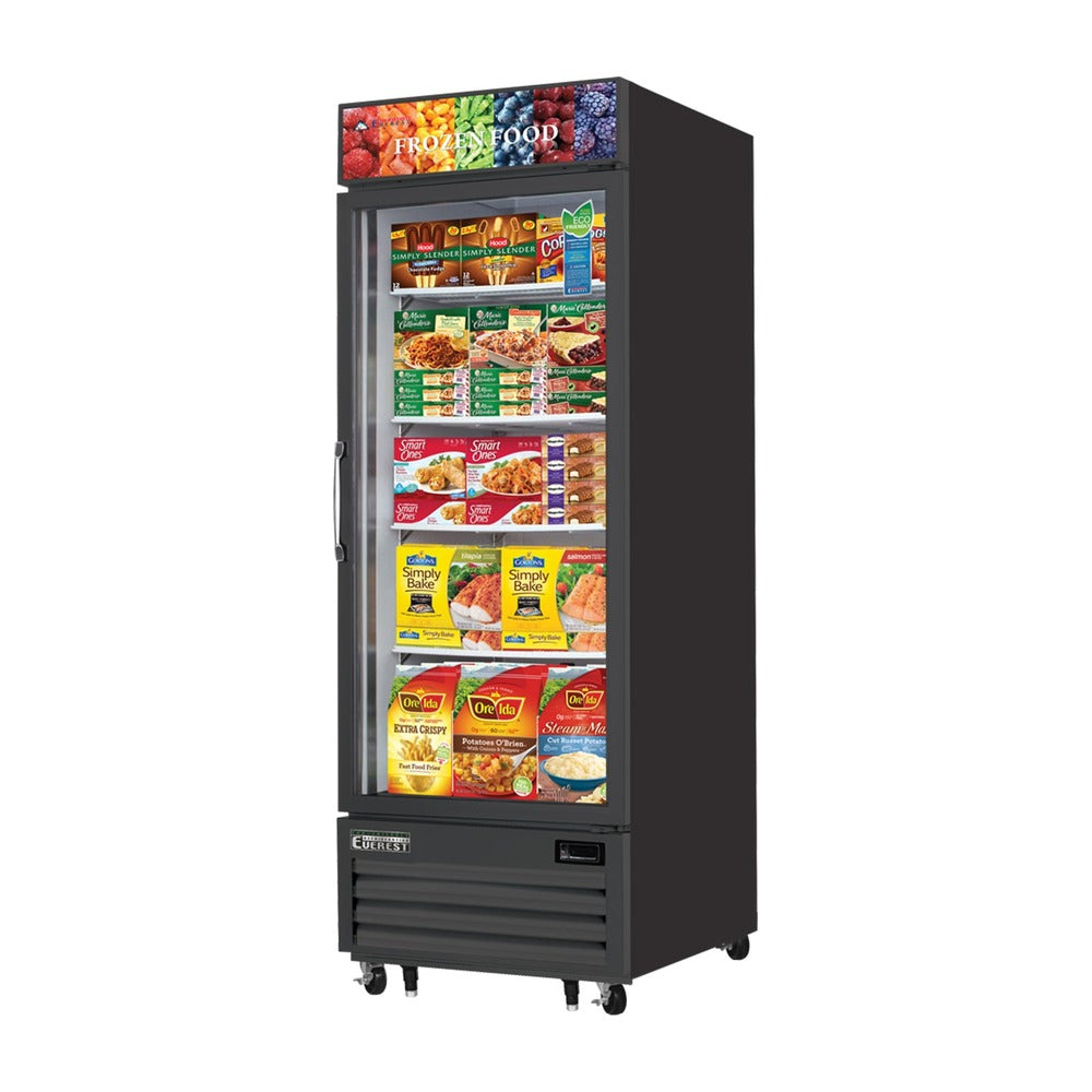 Everest 1 Glass Door Bottom Mount Freezer, 23 cu ft - Black Exterior