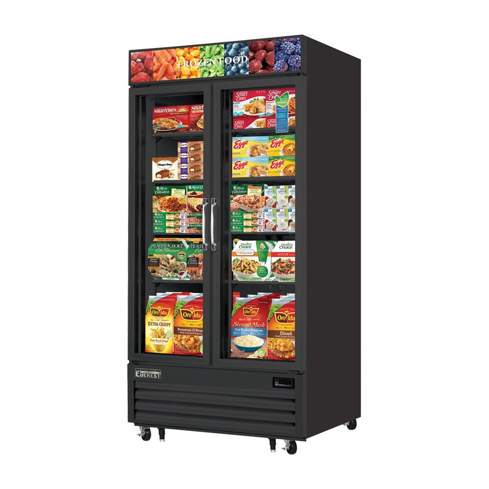 Everest 2 Glass Door Bottom Mount Freezer, 36 cu ft - Black Exterior