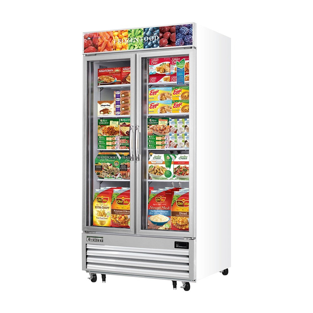 Everest 2 Glass Door Bottom Mount White Freezer, 36 cu ft