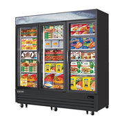 Everest 3 Glass Door Bottom Mount Freezer, 69 cu ft - Black Exterior