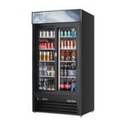 Everest 2 Door Bottom Mount Refrigerator Merchandiser (Sliding), 33 cu ft - Black Exterior