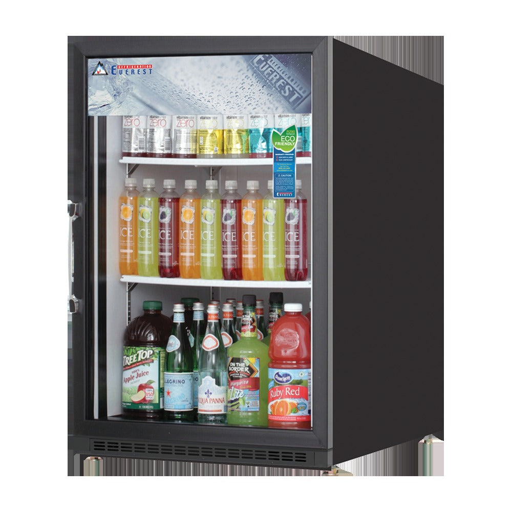 Everest 1 Door Bottom Mount Refrigerator Merchandiser, 5 cu ft - Black Exterior