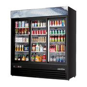 Everest 3 Door Bottom Mount Refrigerator Merchandiser (Sliding), 69 cu ft - Black Exterior