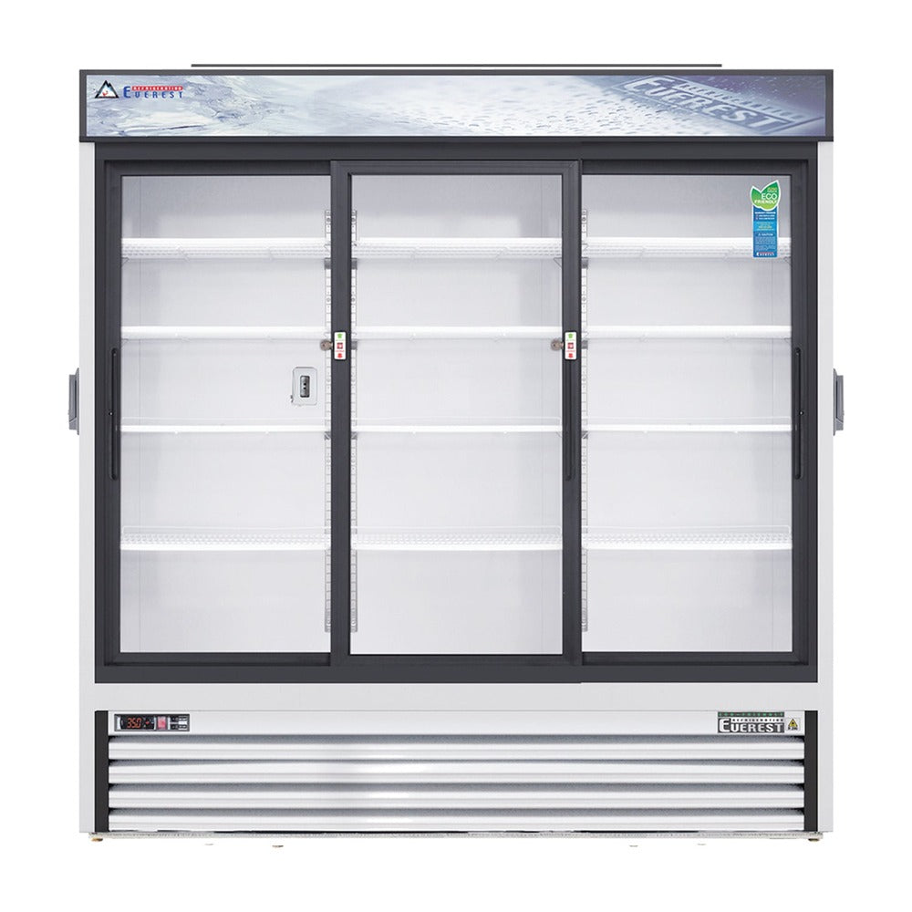 Everest 3 Door Bottom Mount White Chromatography Refrigerator (Sliding Doors), 69 cu ft
