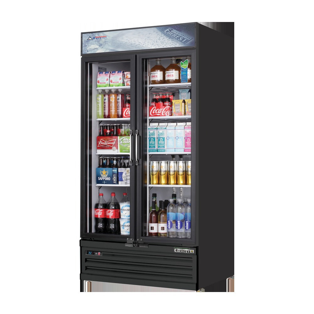 Everest 2 Door Bottom Mount Refrigerator Merchandiser (Swing), 33 cu ft - Black Exterior