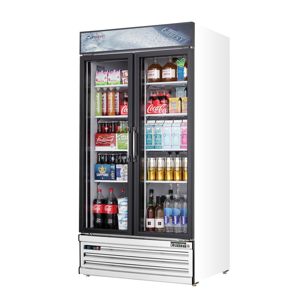 Everest 2 Door Bottom Mount White Refrigerator Merchandiser (Swing), 33 cu ft