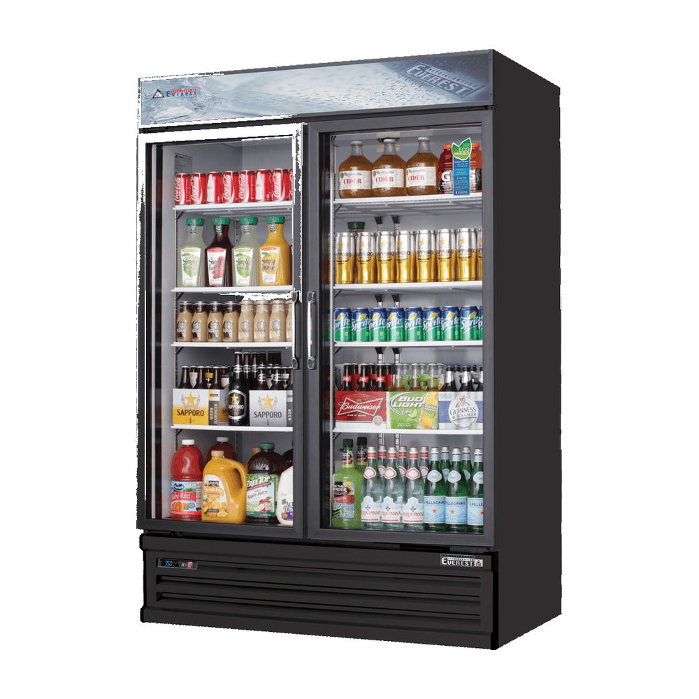 Everest 2 Door Bottom Mount Refrigerator Merchandiser (Swing), 48 cu ft - Black Exterior