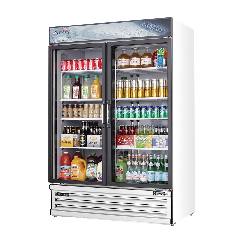 Everest 2 Door Bottom Mount White Refrigerator Merchandiser (Swing), 48 cu ft