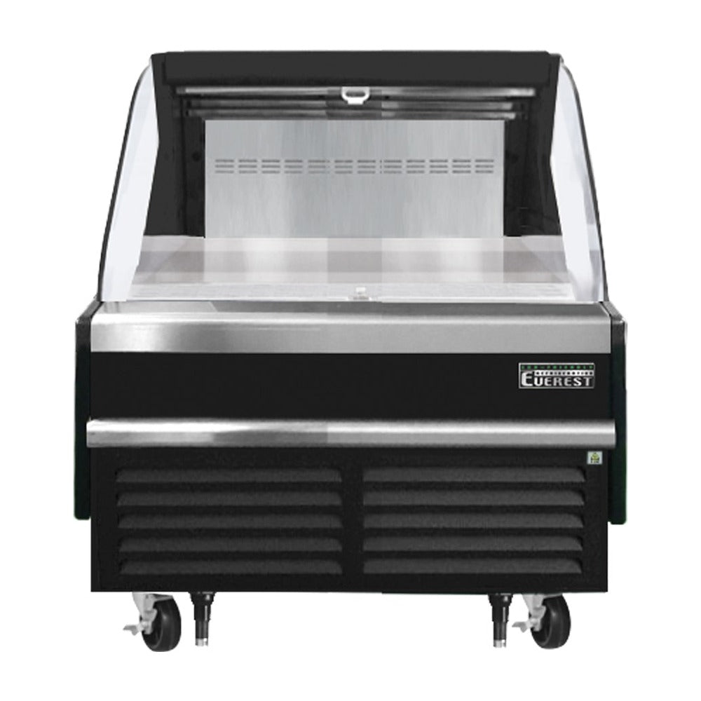 Everest Bottom Mount Horizontal Open Air Merchandiser, 37 1/4" Length, 34 1/4" Depth, 41" Height - Black Exterior, 5.6 cu. ft.