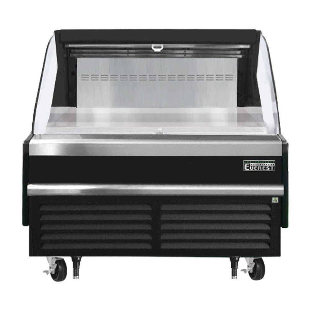 Everest Bottom Mount Horizontal Open Air Merchandiser, 48" Length, 34 1/4" Depth, 41" Height - Black Exterior, 7.3 cu. ft.