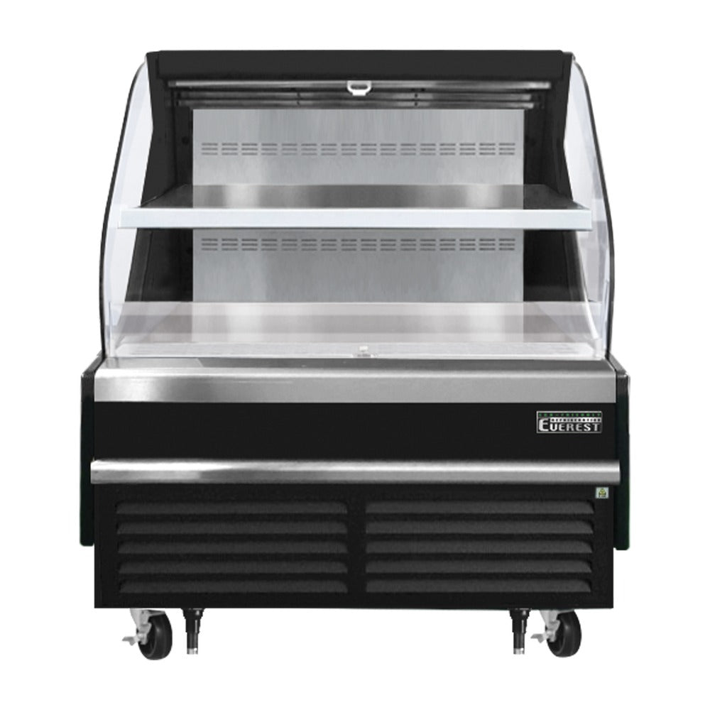 Everest Bottom Mount Horizontal Open Air Merchandiser, 48" Length, 34 1/4" Depth, 46" Height - Black Exterior, 9.7 cu. ft.