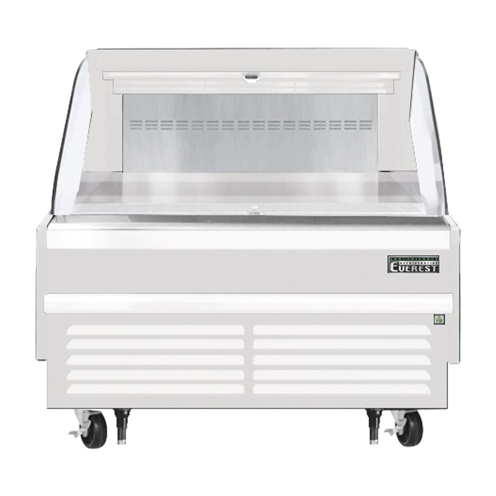 Everest Bottom Mount Horizontal Open Air Merchandiser, 48" Length, 34 1/4" Depth, 41" Height - White Exterior, 7.3 cu. ft.