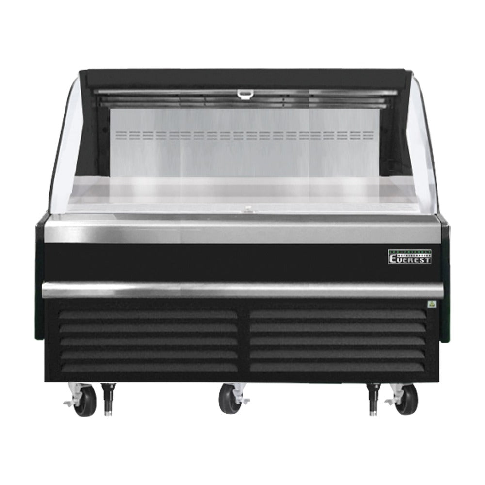 Everest Bottom Mount Horizontal Open Air Merchandiser, 60" Length, 34 1/4" Depth, 41" Height - Black Exterior, 9.3 cu. ft.