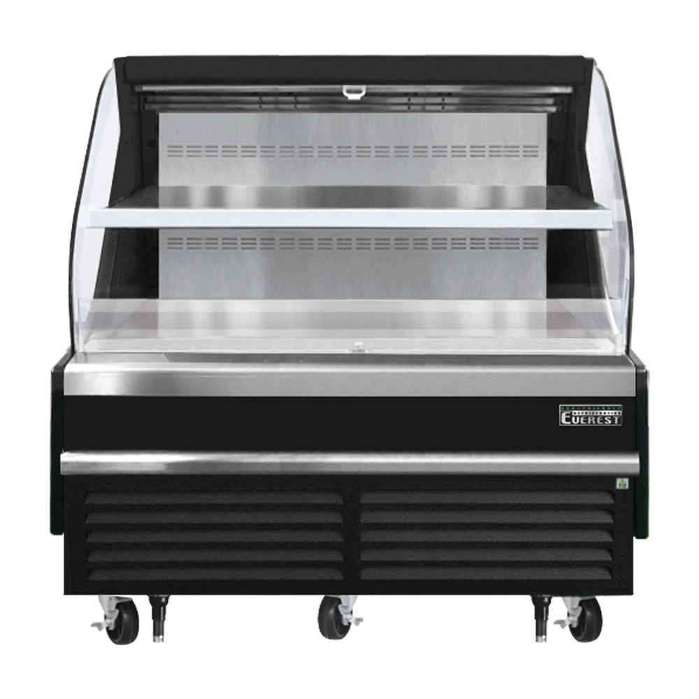 Everest Bottom Mount Horizontal Open Air Merchandiser, 60" Length, 34 1/4" Depth, 46" Height - Black Exterior, 12.3 cu. ft.