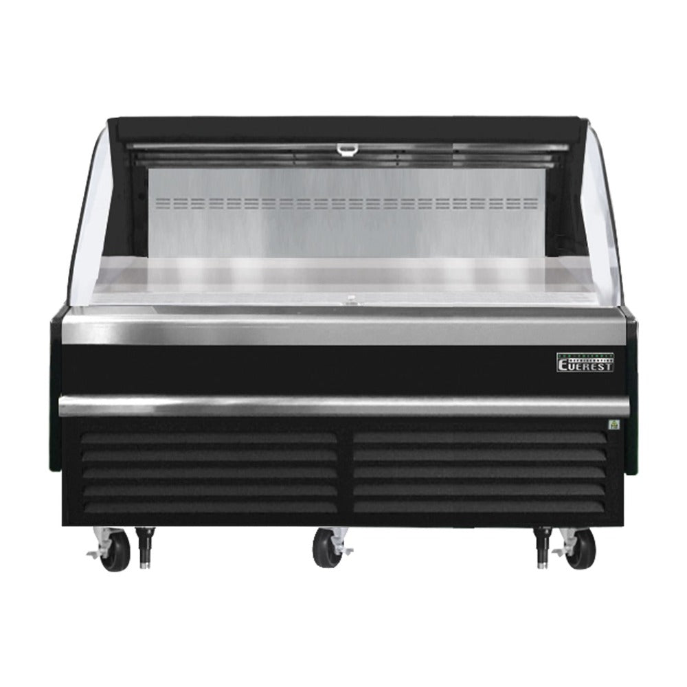 Everest Bottom Mount Horizontal Open Air Merchandiser, 73 1/4" Length, 34 1/4" Depth, 41" Height - Black Exterior, 11.4 cu. ft.