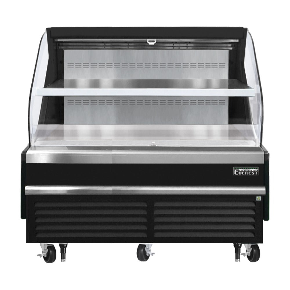 Everest Bottom Mount Horizontal Open Air Merchandiser, 73 1/4" Length, 34 1/4" Depth, 46" Height - Black Exterior, 15.2 cu. ft.