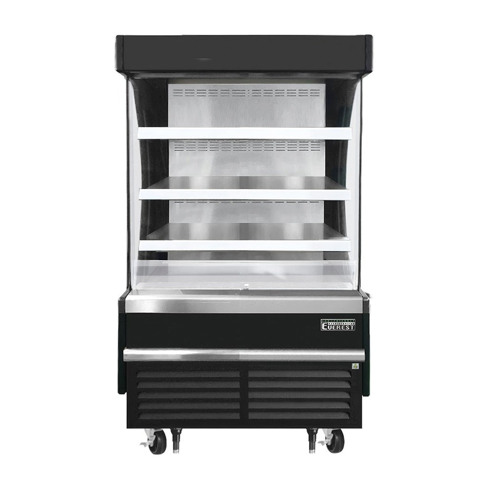 Everest Bottom Mount Vertical Open Air Merchandiser, 37 1/4" Length, 28 3/8" Depth, 60 1/8" Height - Black Exterior, 9.3 cu. ft.
