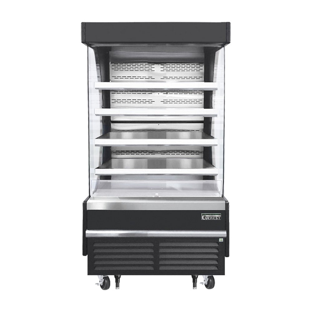 Everest Bottom Mount Vertical Open Air Merchandiser, 37 1/4" Length, 34 1/4" Depth, 78" Height - Black Exterior, 18.2 cu. ft.