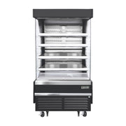 Everest Bottom Mount Vertical Open Air Merchandiser, 37 1/4" Length, 34 1/4" Depth, 78" Height - Black Exterior, 18.2 cu. ft.