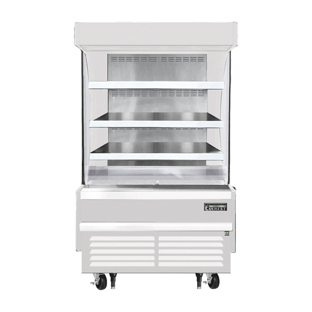 Everest Bottom Mount Vertical Open Air Merchandiser, 37 1/4" Length, 28 3/8" Depth, 60 1/8" Height - White Exterior, 9.3 cu. ft.