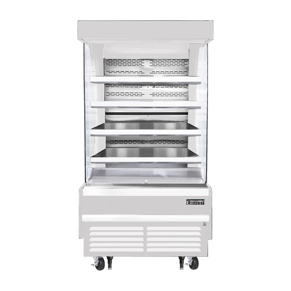 Everest Bottom Mount Vertical Open Air Merchandiser, 37 1/4" Length, 28 3/8" Depth, 78" Height - White Exterior, 12.8 cu. ft.
