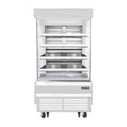 Everest Bottom Mount Vertical Open Air Merchandiser, 37 1/4" Length, 28 3/8" Depth, 78" Height - White Exterior, 12.8 cu. ft.