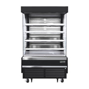 Everest Bottom Mount Vertical Open Air Merchandiser, 48" Length, 34 1/4" Depth, 78" Height - Black Exterior, 24 cu. ft.