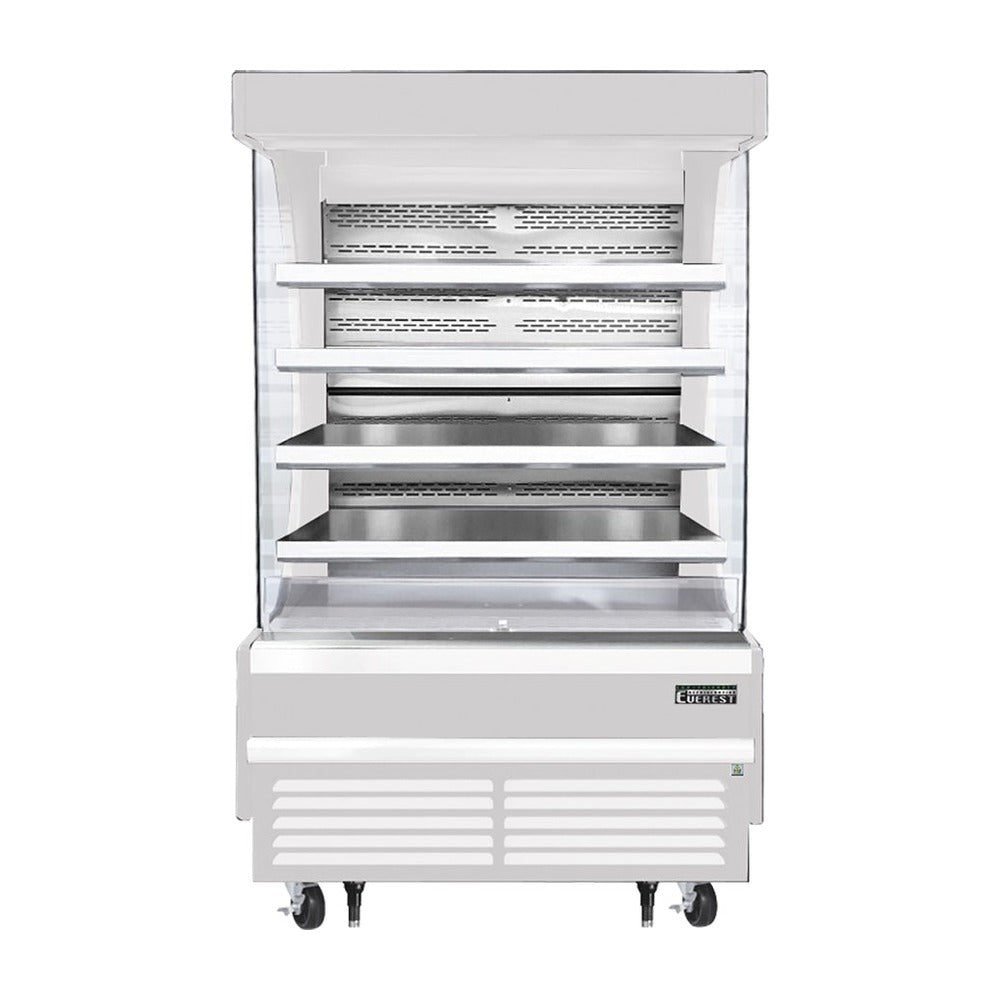 Everest Bottom Mount Vertical Open Air Merchandiser, 48" Length, 34 1/4" Depth, 78" Height - White Exterior, 24 cu. ft.