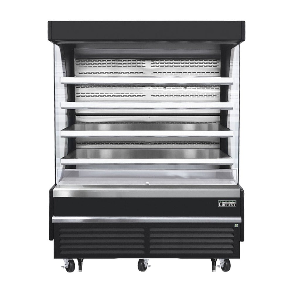 Everest Bottom Mount White Vertical Open Air Merchandiser, 73 1/4" Length, 28 3/8" Depth, 60 1/8" Height - Black Exterior, 19 cu. ft.