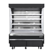Everest Bottom Mount White Vertical Open Air Merchandiser, 73 1/4" Length, 28 3/8" Depth, 60 1/8" Height - Black Exterior, 19 cu. ft.