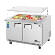Everest 2 Solid Door Back Mount Stainless Steel Open Top Prep Table, 47 1/2" (Mega Top), 13 cu. ft.