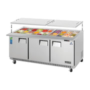 Everest 3 Solid Door Back Mount Stainless Steel Open Top Prep Table, 71 1/2" (Mega Top), 19 cu. ft.
